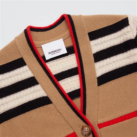 burberry striped wool cardigan|Burberry equestrian cardigan.